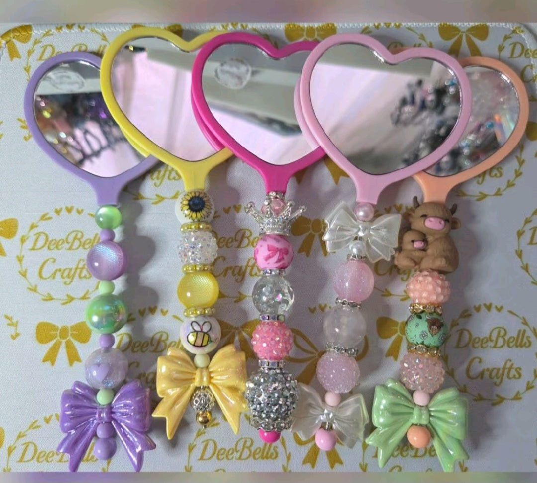 Custom Beaded Heart Mirror