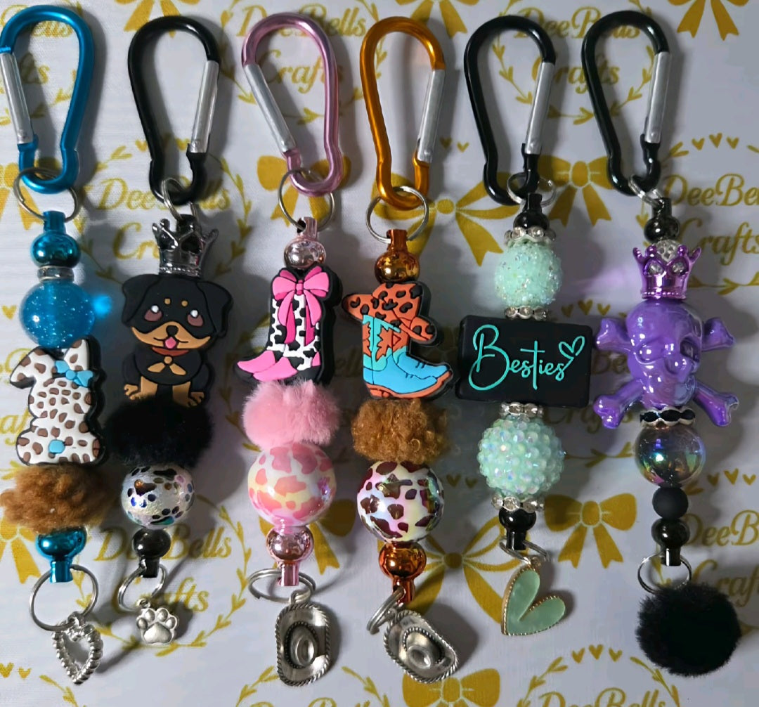Custom Beaded Keychain/Bag Charm with/without PomPom