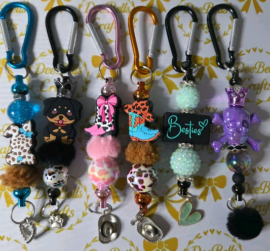 Custom Beaded Keychain/Bag Charm with/without PomPom