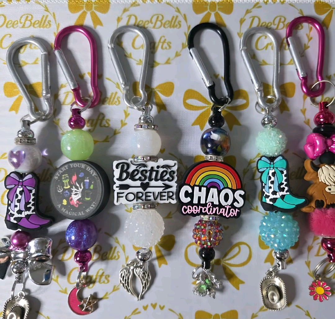 Custom Beaded Keychain/Bag Charm with/without PomPom
