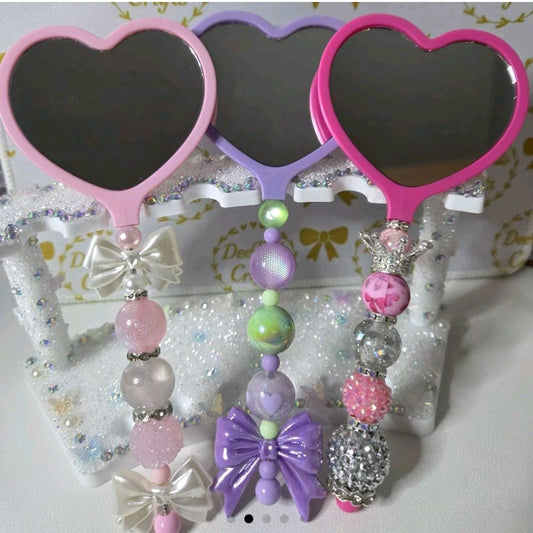 Custom Beaded Heart Mirror